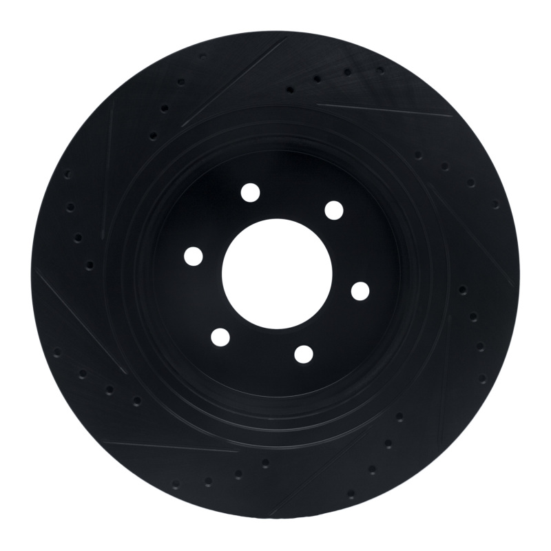 Nissan Titan XD Brake Rotor (1) - Front Right - R1 Concepts - Drilled & Slotted - Black - `16-`24